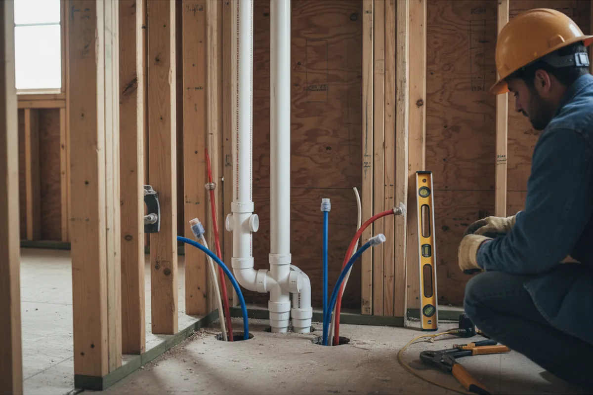Drain and supply rough-in during Leak Detection in Sulphur